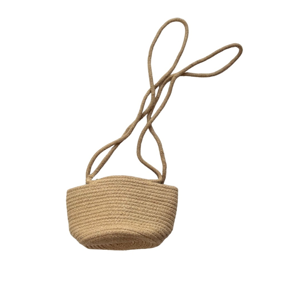 Handwoven Khaki Straw Hanging Plant Basket Planter Decorative Plant Organization